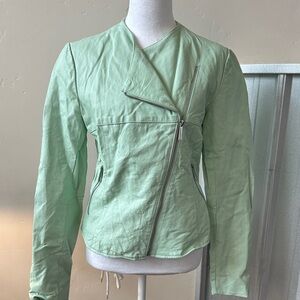 Victoria's Secret Mint Green Asymmetrical Leather Jacket